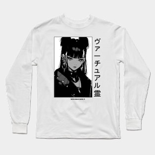 Goth Stylish Japanese Girl Anime Black and White Manga Aesthetic Streetwear Long Sleeve T-Shirt